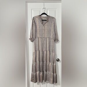 Karlie Beige and Blue Maxi Dress